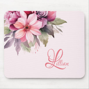Personalised Pink Flower Mouse Pad