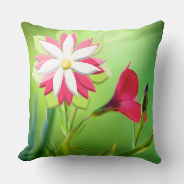 Personalised Pink Flowers Garden Soft Pillow (Front)