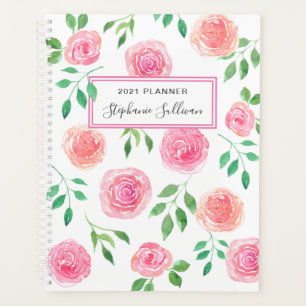 Personalised Pink Flowers  Planner