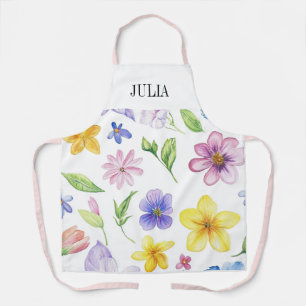 Personalised Pink French Floral Toile Apr Apron