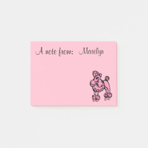 Personalised Pink French Poodle Post It Notes Gift