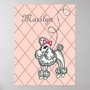 Personalised Pink French Poodle Wall Art Print