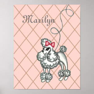 Personalised Pink French Poodle Wall Art Print