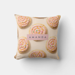 Personalised Pink Frosted Cookie Pattern Cushion
