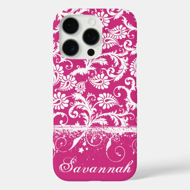 Personalised Pink Funky Damask Case-Mate iPhone Case (Back)