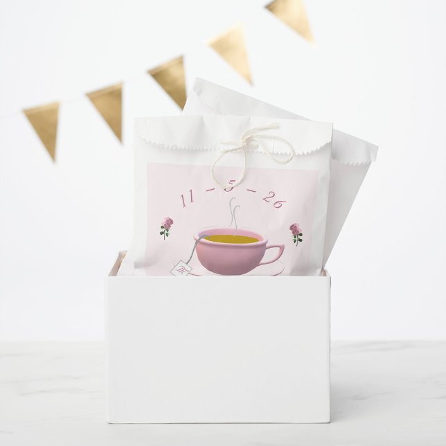 Personalised Pink Garden Tea-Party Bridal Shower Favour Bag (Creator Uploaded)