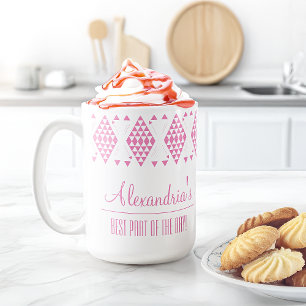 Personalised Pink Geometric Triangles  Coffee Mug