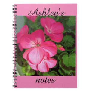 Personalised Pink Geranium Notebook