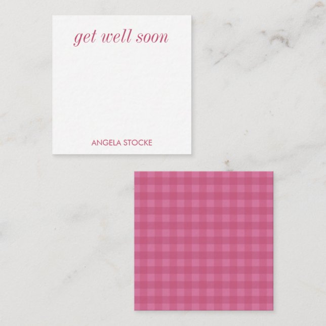 Personalised Pink Gingham Card (Front/Back)