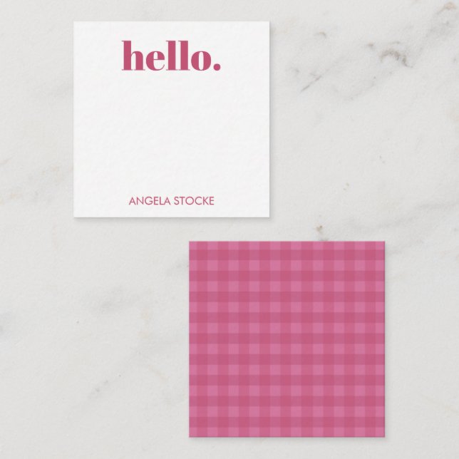 Personalised Pink Gingham Card (Front/Back)