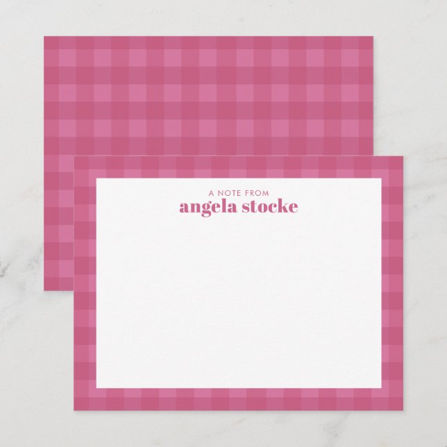 Personalised Pink Gingham Card (Front/Back)