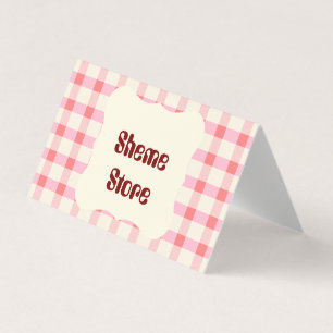 Personalised Pink Gingham Folded Business Card