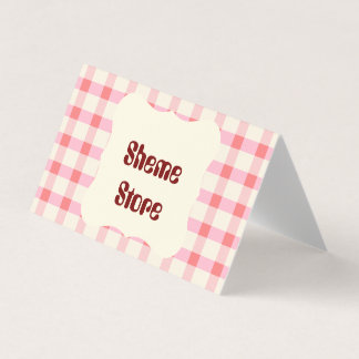 Personalised Pink Gingham Folded Business Card 