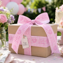 Personalised Pink Gingham Heart Birthday Monogram