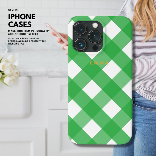 Personalised Pink Gingham iPhone Case with Name (Creator Uploaded)