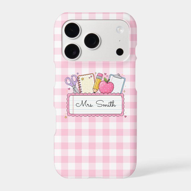 Personalised Pink Gingham Teacher (Back)