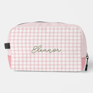  Personalised Pink Gingham Toiletry Travel Bag 