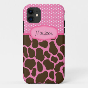 Personalised Pink Giraffe iPhone 11 Case