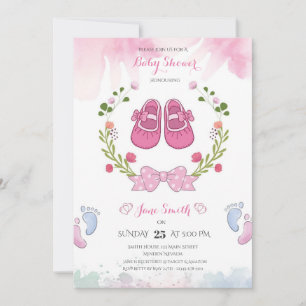 Personalised Pink Girls Baby Shower Invitation