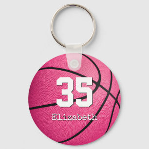 personalised pink girls' basketball gifts key ring