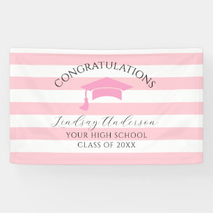Personalised Pink Girls Graduation Banner