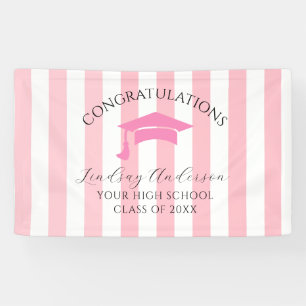 Personalised Pink Girls Graduation Banner