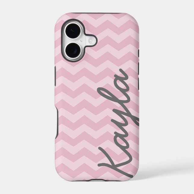 Personalised Pink Girly Chevron Pattern (Back)