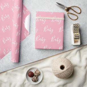 Personalised Pink Girly Elegant Baby Wrapping Paper