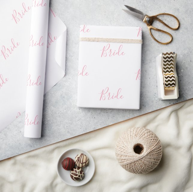 Personalised Pink Girly Elegant Name Bride Wrapping Paper (Crafts)
