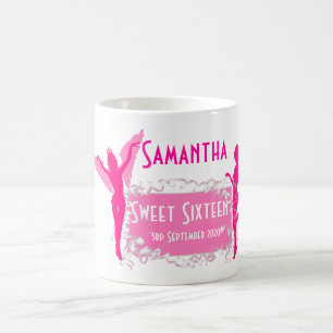 Personalised pink girly sweet sixteen coffee mug