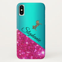 Personalised Pink Glitter and Aqua Sparkly Unicorn