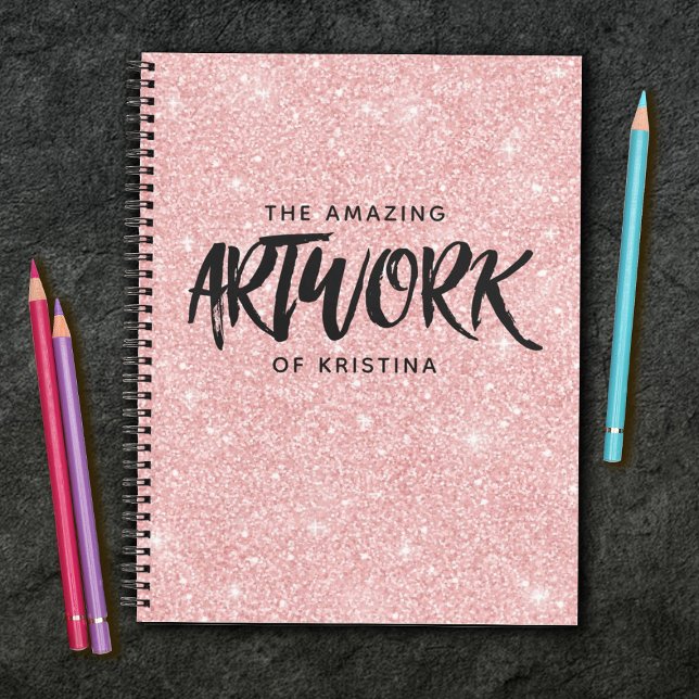 Personalised Pink Glitter Artist Sketchbook Notebook (Creator Uploaded)