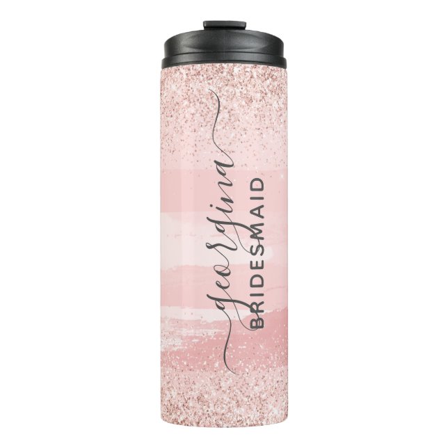 Personalised Pink Glitter Bridesmaid Tumbler (Front)