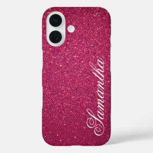 Personalised Pink Glitter iPhone 16 Case
