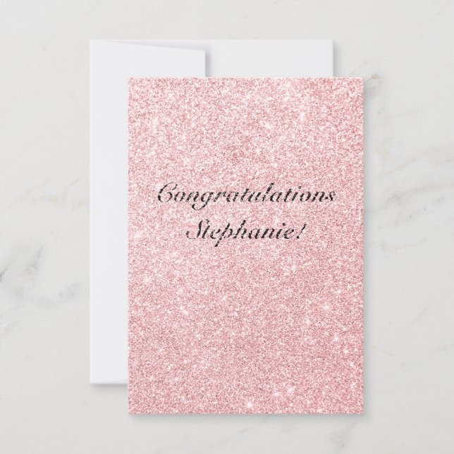 Personalised Pink Glitter  Congratulations Card (Front)
