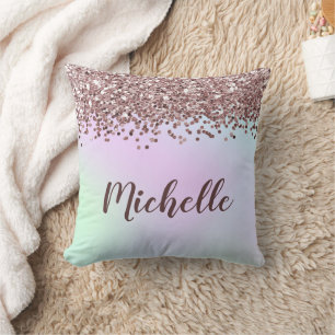 Personalised Pink Glitter Cushion