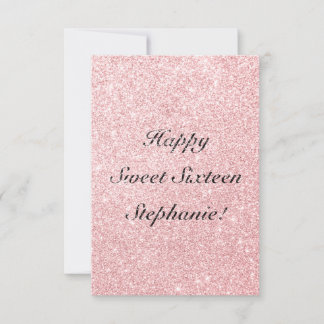 Personalised Pink Glitter Happy Sweet Sixteen Card