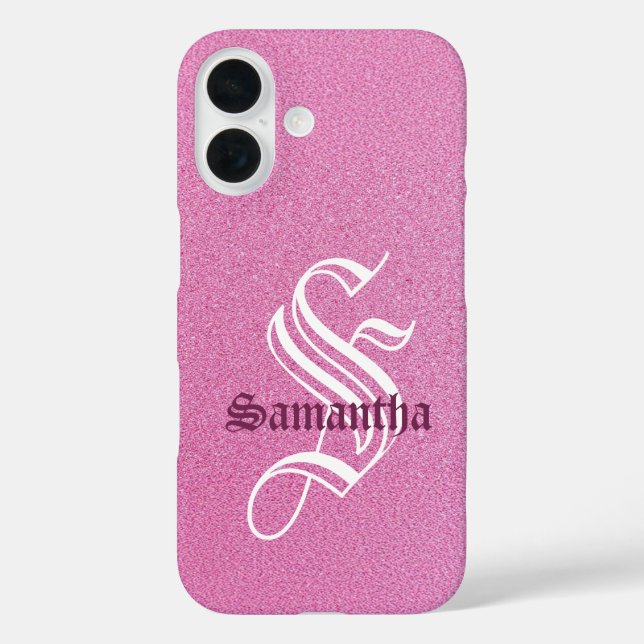 Personalised Pink Glitter Monogram Case-Mate iPhone Case (Back)