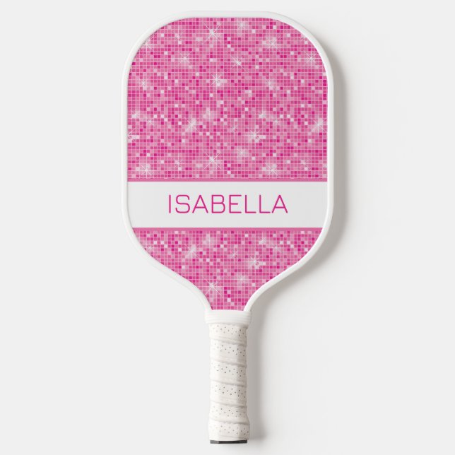 Personalised Pink Glitter Pickleball Paddle (Front)