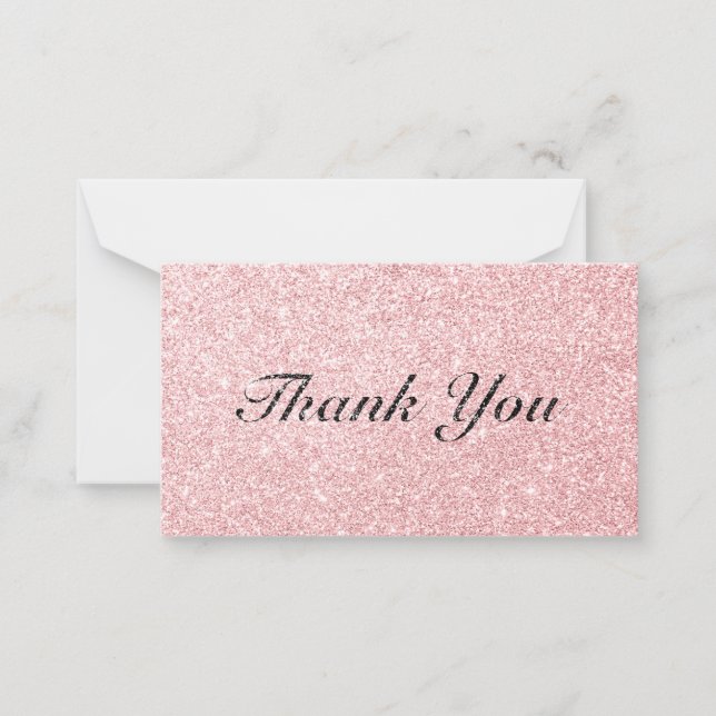 Personalised Pink Glitter Style Thank You Card (Front)