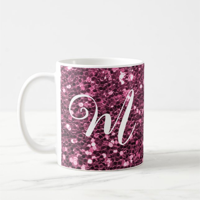 Personalised Pink Glitter Two-Tone Coffee Mug (Left)