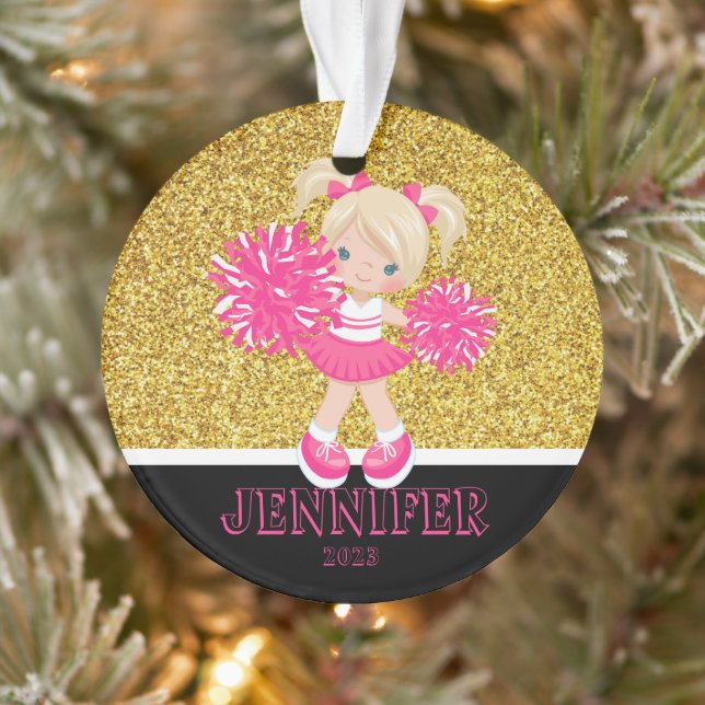 Personalised Pink & Gold Cheerleading Ornament  (Tree)