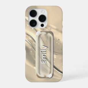 Personalised Pink Gold Glass UI Button Name iPhon iPhone 16 Pro Case