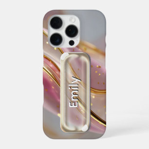 Personalised Pink Gold Glass UI Button Name  iPhone 16 Pro Case