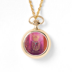 Personalised Pink Gold Glitter Pineapple Watch