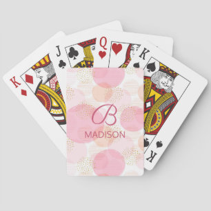 Personalised Pink Gold Monogram Name Playing Cards