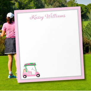 Personalised Pink Golf Cart Name  Notepad