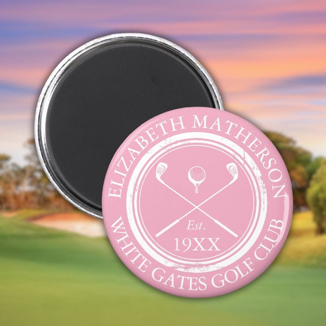 Personalised Pink Golf Club Name Magnet (Personalized Pink Golf Club Name Magnet)