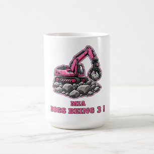 Personalised Pink Grabber Excavator Coffee Mug