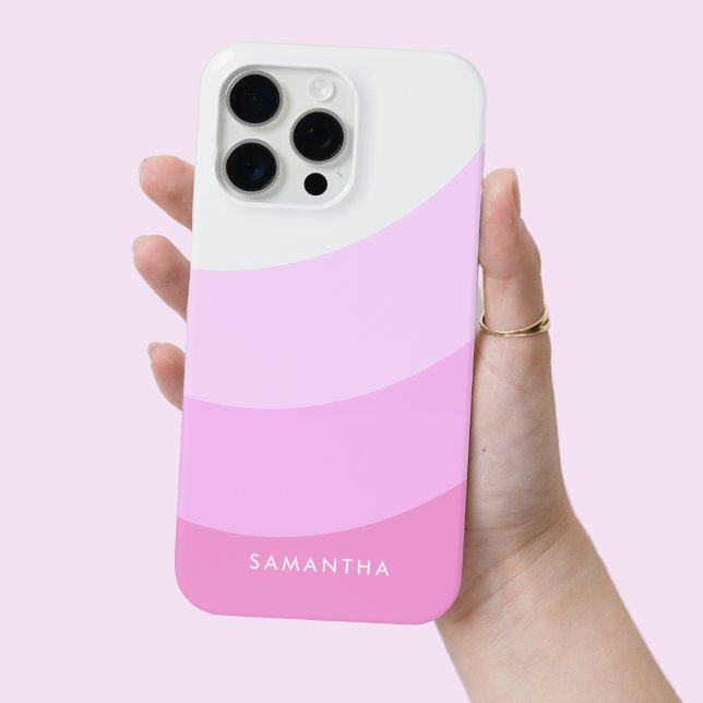 Personalised Pink Gradient Modern Name Cute Girly Case-Mate iPhone Case (Personalized Pink Gradient Modern Name Cute Girly Case-Mate iPhone Case)